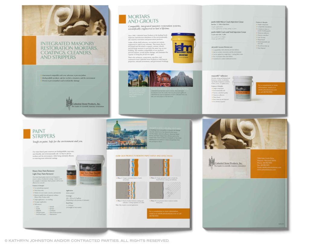 Multi-page product brochure for Cathedral Building Products